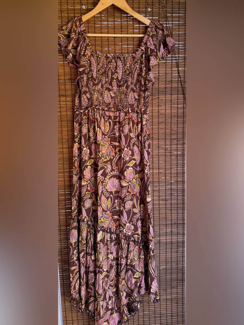 Vintage Angie Autumn Petals Brown Floral Boho Maxi Dress Size Small NWOT - Picture 8 of 10